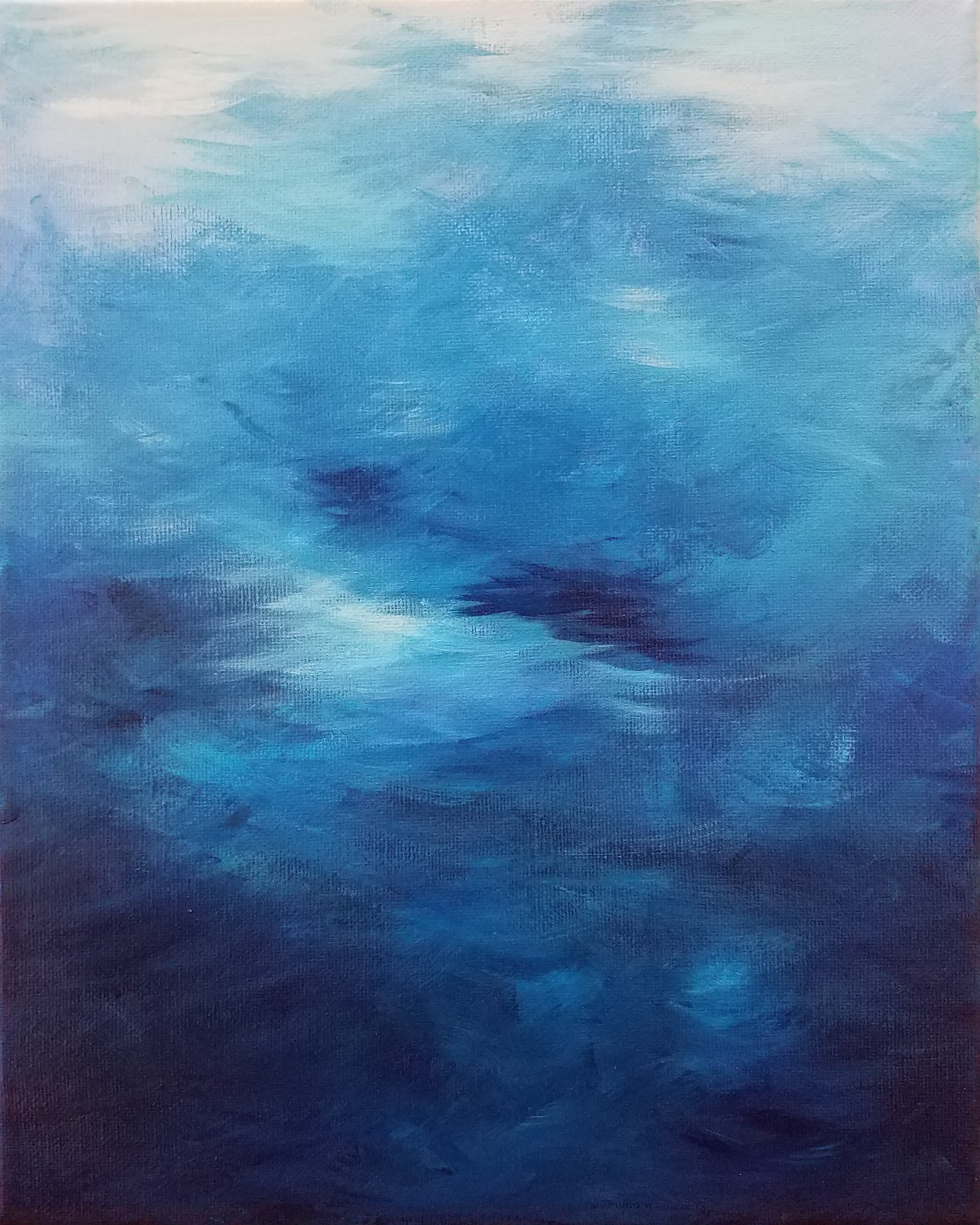 Ethereal watercolor of figure entering water